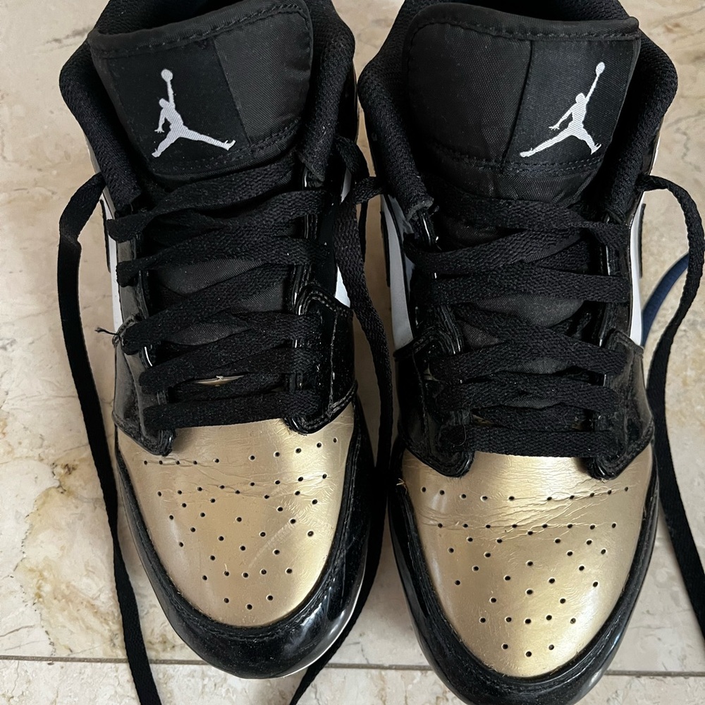 JORDAN Black and Gold Football Cleats